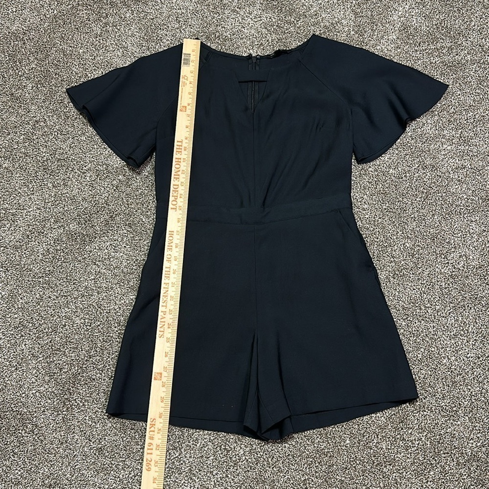 Banana Republic Petite romper flutter sleeve shorts pockets black 2P one piece - Picture 6 of 16